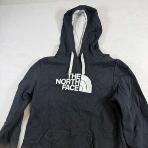The North Face Womens Black Logo Hoodie Pullover Sweatshirt Large L 7984